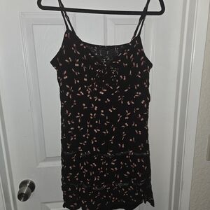 Black Dress with Pink Floral Pattern